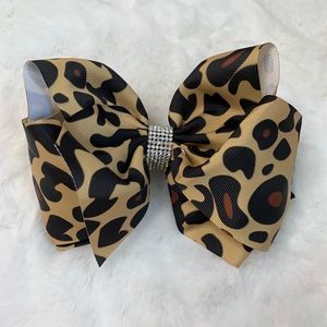 Leopard Print Rhinestone Bow